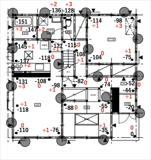 アンダーピーニング鋼管杭打設箇所画像